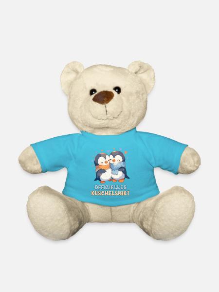 Offizielles Kuschelshirt Pinguine Liebe Herz Süß - Teddy - Atollblau