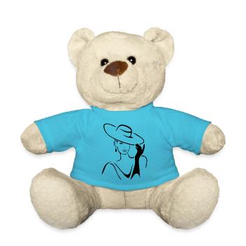 Schöne Dame mit Hut und Handschuhen - Teddy - Atollblau - Vorne