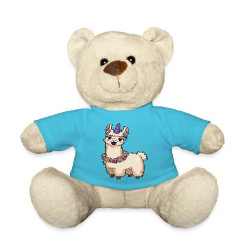 Licorne lama avec des fleurs – Art animalier fantastique - Nounours - bleu outremer - Devant