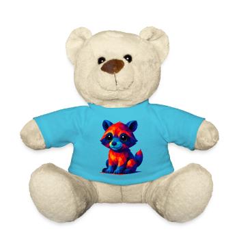 WPAP Polygon Kawaii Style Animals Baby Raccoon - Teddy Bear - atoll blue - Front