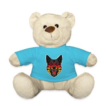 German Shepherd Flag Motif - Teddy Bear - atoll blue - Front
