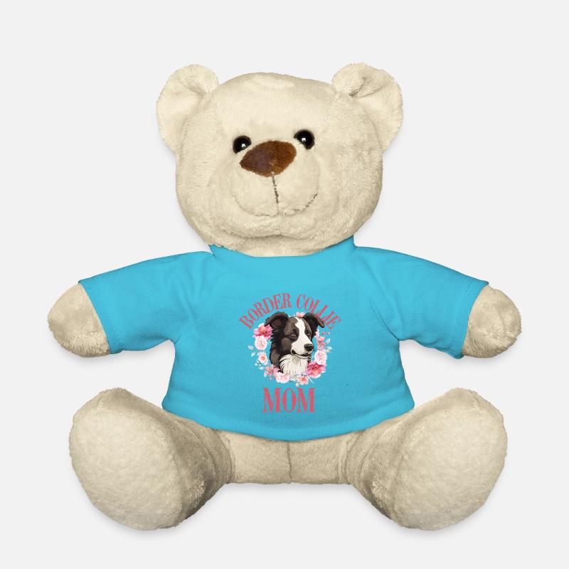 Border Collie Mama Blumen - Teddy - Atollblau