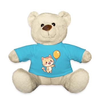 Glückliche gelbe Ballonkatze - Teddy - Atollblau - Vorne