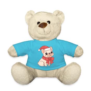Festlicher Welpe mit Hut und Schleife - Teddy - Atollblau - Vorne