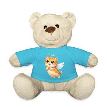 Cute cat angel with wings cartoon pet lovers - Teddy Bear - atoll blue - Front
