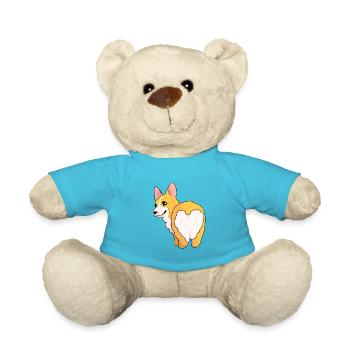 Corgi Colorful Heart Behind - Teddy Bear - atoll blue - Front