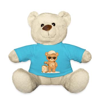 Bear Traveling, Vacation, Adventure, Animal Motif - Teddy Bear - atoll blue - Front
