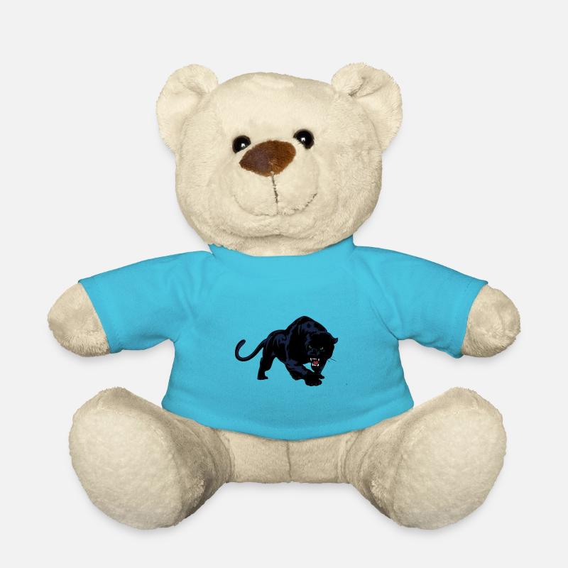 Schwarzer Panther oder Jaguar Wildkatze - Teddy - Atollblau