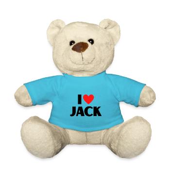 I Love Jack Red Heart Love Fan Gift - Teddy Bear - atoll blue - Front