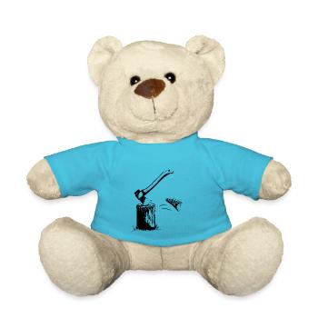Woodcutter ax ax hatch chopping cool gift - Teddy Bear - atoll blue - Front