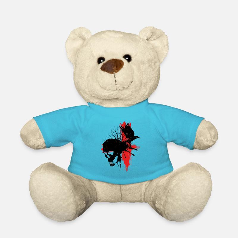 Totenkopf mit Rabe - Teddy - Atollblau