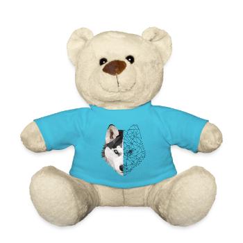 Husky Polygon Hund Eis Schnee Tierliebe Geschenk - Teddy - Atollblau - Vorne