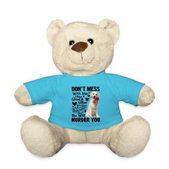 Golden Retriever Dog Don't Mess With Me - Teddy Bear - atoll blue - Front