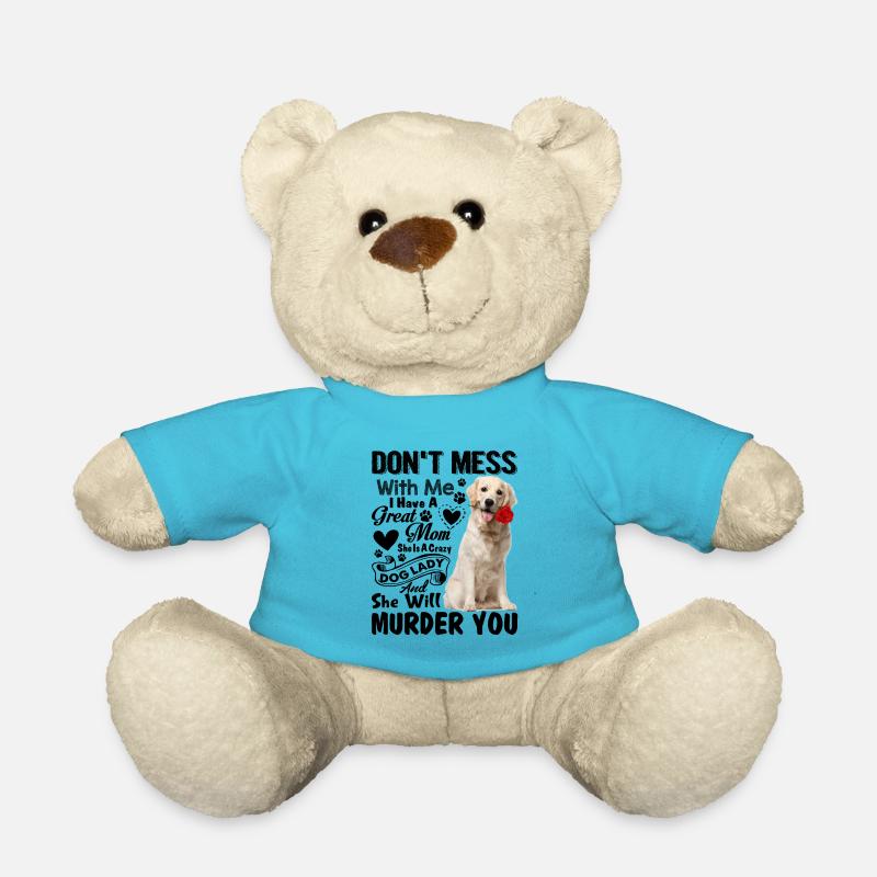 Golden Retriever Dog Don't Mess With Me - Teddy Bear - atoll blue