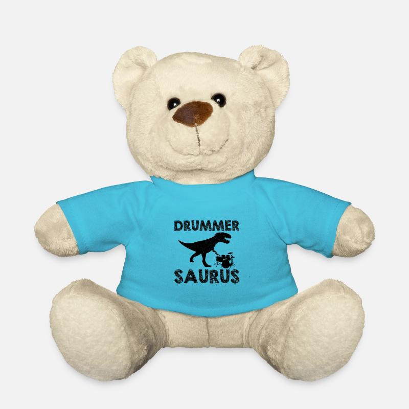 Drum kit dinosaur | Drummer musician gifts - Teddy Bear - atoll blue