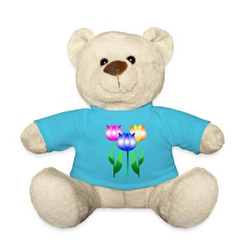 Tulip Flowers - Teddy Bear - atoll blue - Front