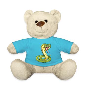 Aggressive Snake Cobra Illustration - Teddy Bear - atoll blue - Front