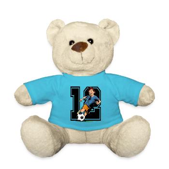 Football Birthday - 12 year old boy - 12. - Teddy Bear - atoll blue - Front