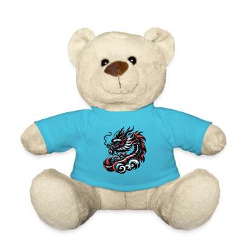 Éléments essentiels de l’œuvre d’art de dragon chinois coloré - Nounours - bleu outremer - Devant