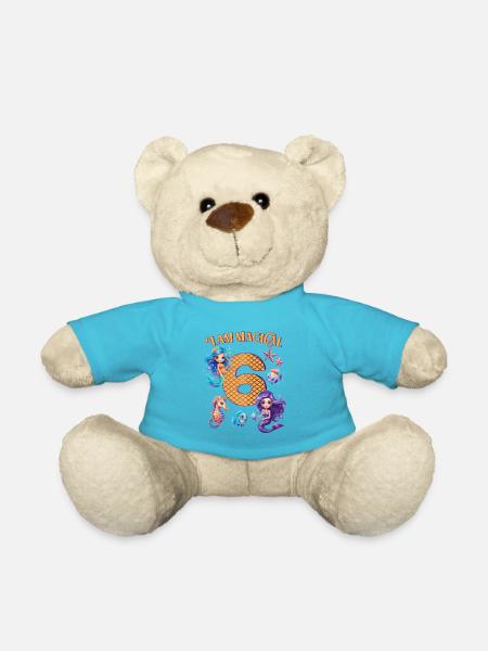 Mermaid Birthday 6 years - Teddy Bear - atoll blue