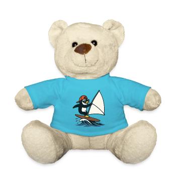 Cool Penguin Windsurfing Summer Water Sports - Teddy Bear - atoll blue - Front