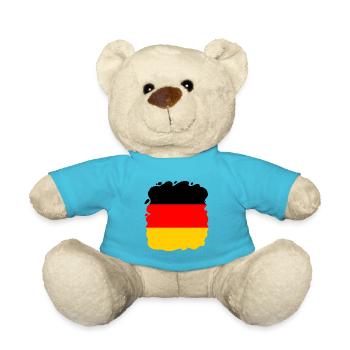 Deutschland Flagge Deutsche Fahne Used Look Heimat - Teddy - Atollblau - Vorne