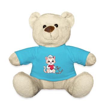 Moin maritim Katze Katzen Seemann Ahoi - Teddy - Atollblau - Vorne