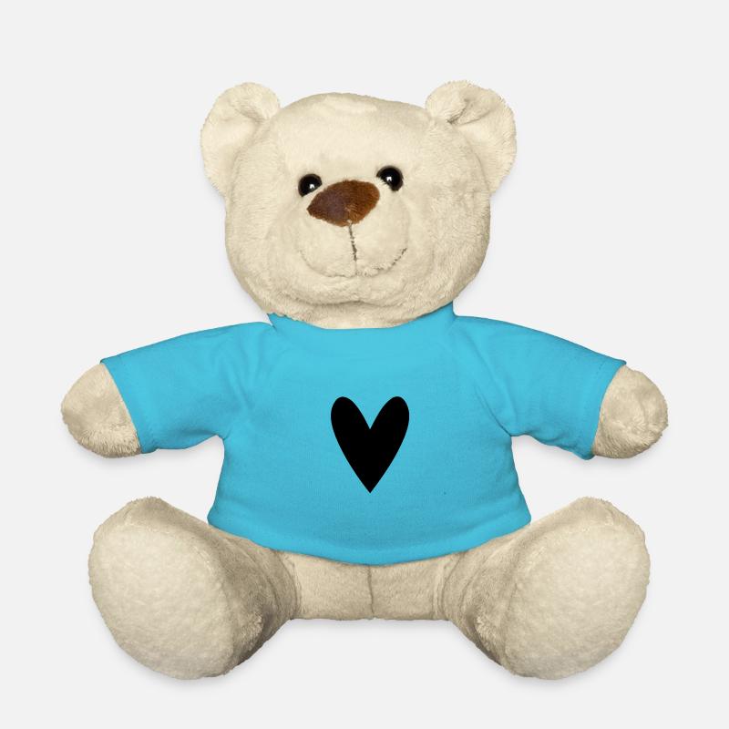 Herz schwarz - Teddy - Atollblau