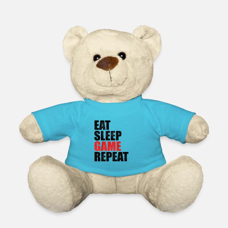 Eat Sleep Game Repeat Nerd Clan Gaming Gift - Teddy Bear - atoll blue