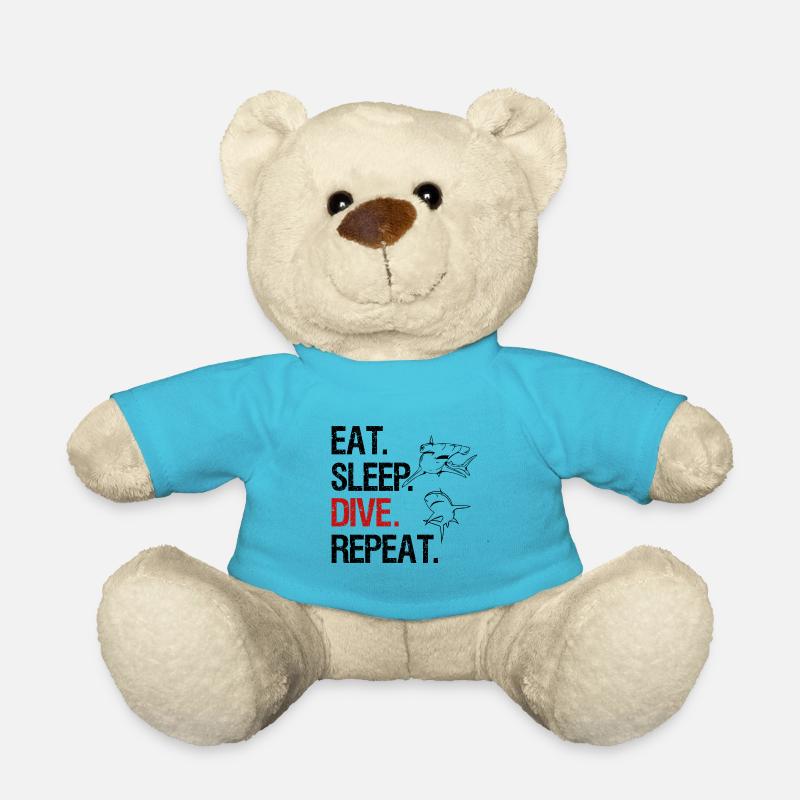 Eat Sleep Dive Repeat - Hammerhai - Teddy - Atollblau