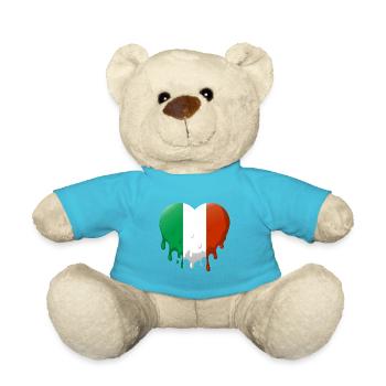 Italien Fahne Herz Italienische Fahne Used Look - Teddy - Atollblau - Vorne