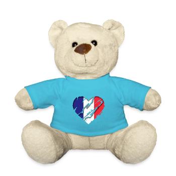 Frankreich Flagge Used Look Französische Fahne - Teddy - Atollblau - Vorne