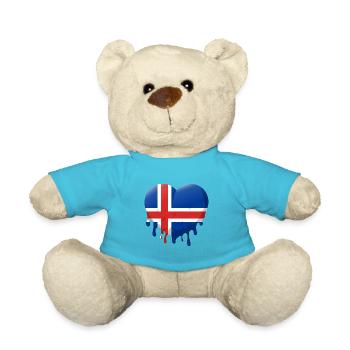 Drapeau de l’Islande Coeur Drapeau islandais Aspect utilisé - Nounours - bleu outremer - Devant