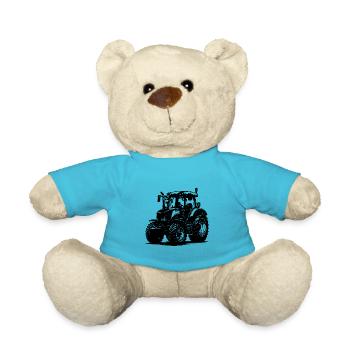 Große Hektar Schlepper Landmaschinen Traktor - Teddy - Atollblau - Vorne