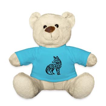 Niedlicher Fuchs im Tribal Tattoo Style - Teddy - Atollblau - Vorne