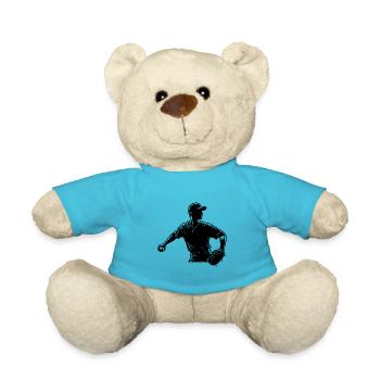 Baseball Spieler mit Ball und Baseballhandschuh - Teddy - Atollblau - Vorne