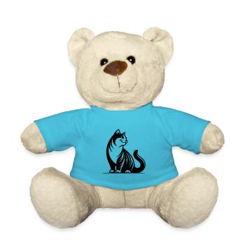 Cuddly purring house cat with cute look - Teddy Bear - atoll blue - Front