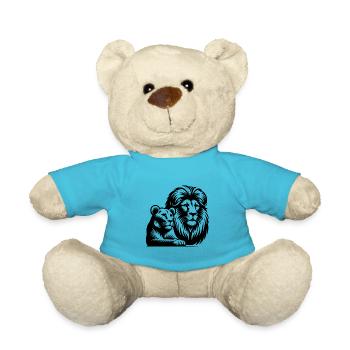 Portrait de style tête de lion et de lionne - Nounours - bleu outremer - Devant