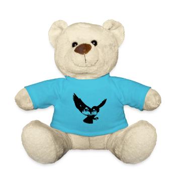 EAGLE BIRD OF PREY BIRDS NATURE FOREST FORESTS ANIMAL MOTIF - Teddy Bear - atoll blue - Front