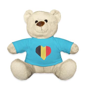 Belgium Flag Vintage Belgian Flag Heart - Teddy Bear - atoll blue - Front
