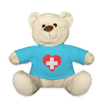 Switzerland Flag Vintage Cross Used Look Swiss - Teddy Bear - atoll blue - Front