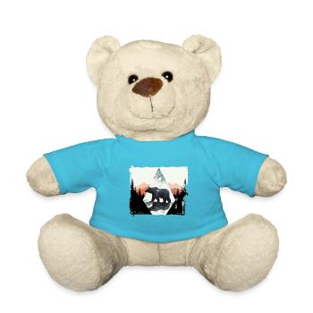 Abstrakter Bär in den Bergen - Teddy - Atollblau - Vorne