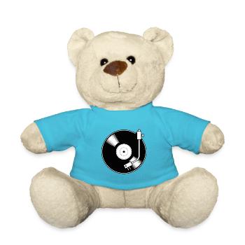 Disque vinyle rétro motif minimal - Nounours - bleu outremer - Devant