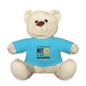 50 Years and Good Looking Fun T-Shirt Gift - Teddy Bear - atoll blue - Front