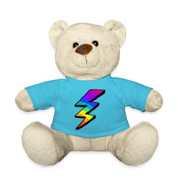 Colorful lightning Bolt. Rainbow - Teddy Bear - atoll blue - Front
