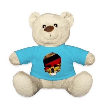 Totenkopf mit Deutschlandflagge / skull germany - Teddy - Atollblau - Vorne