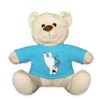 Winter Free Spirit Polar Bear with Striped Cap - Teddy Bear - atoll blue - Front