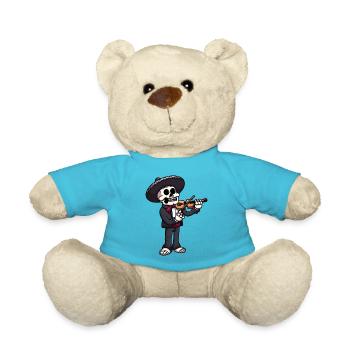Mariachi Skeleton spielt Geige - Teddy - Atollblau - Vorne