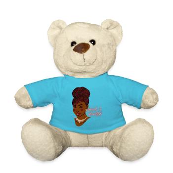 beautiful black woman proud & educated with braids - Teddy Bear - atoll blue - Front