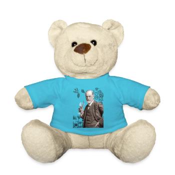 Sigmund Freud mit Weinglas und Weinreben - Teddy - Atollblau - Vorne